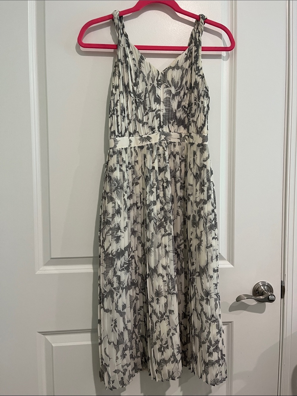 Banana Republic Cream Dress with Black Floral Print Midi